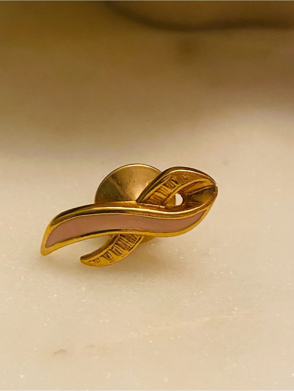 Bundle of Gold-Tone Vintage Brooches – Pink Ribbon, Pink Ribbon & Rose, & Leaf